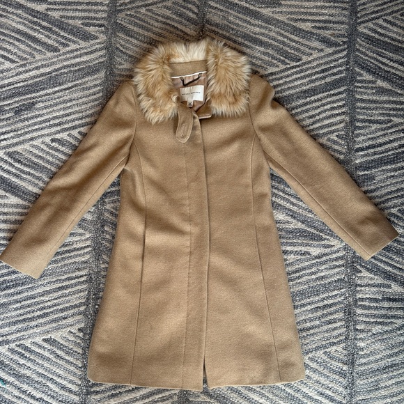 Banana Republic Wool Coat with Real Fur Collar XSP - Picture 4 of 16